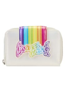 loungefly lisa frank rainbow logo zip around wallet