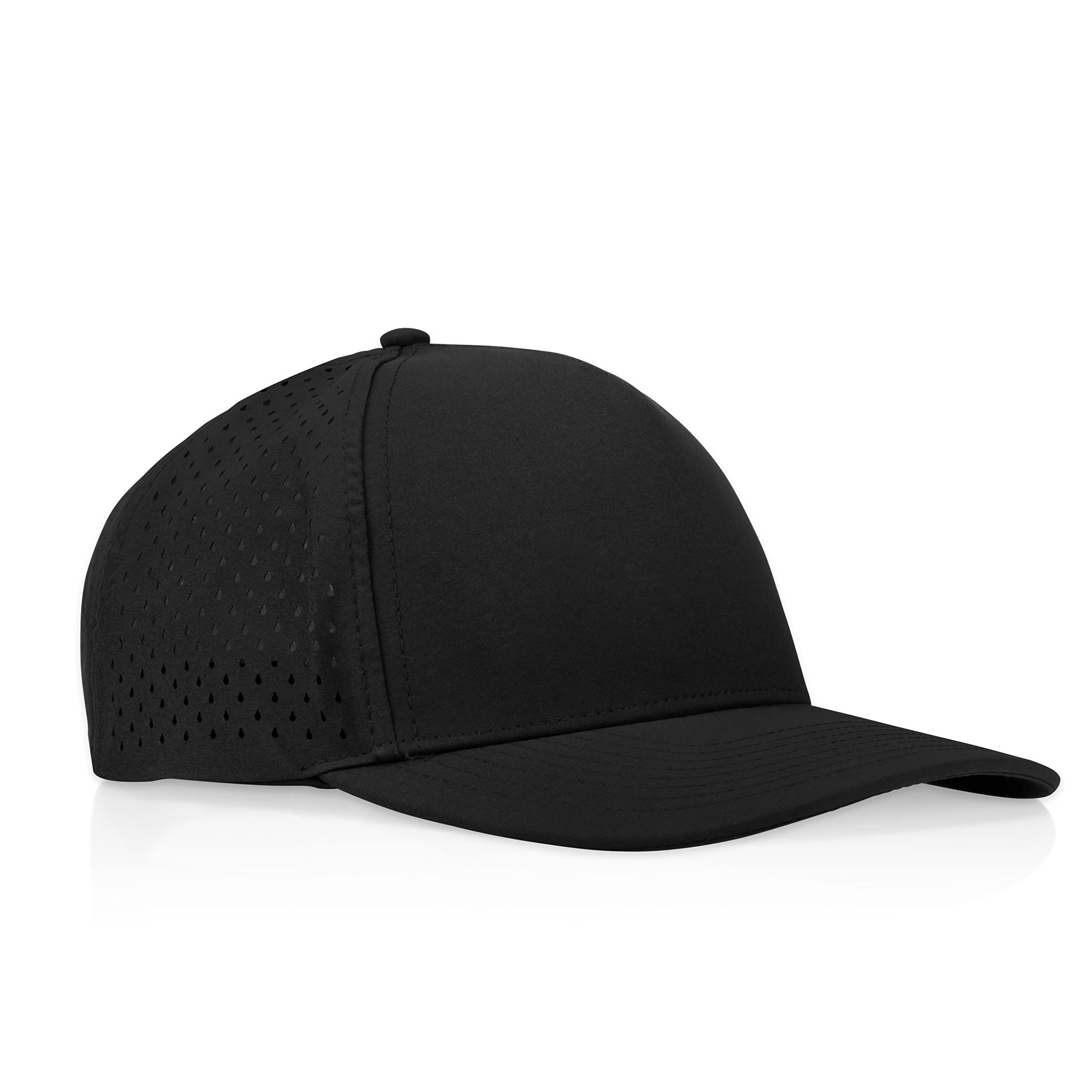 Billest Gilbert Snapback Hat | 5 Panel Blank Cap for Men & Women | Breathable & Lightweight | Outdoor | Curved Bill (Black)