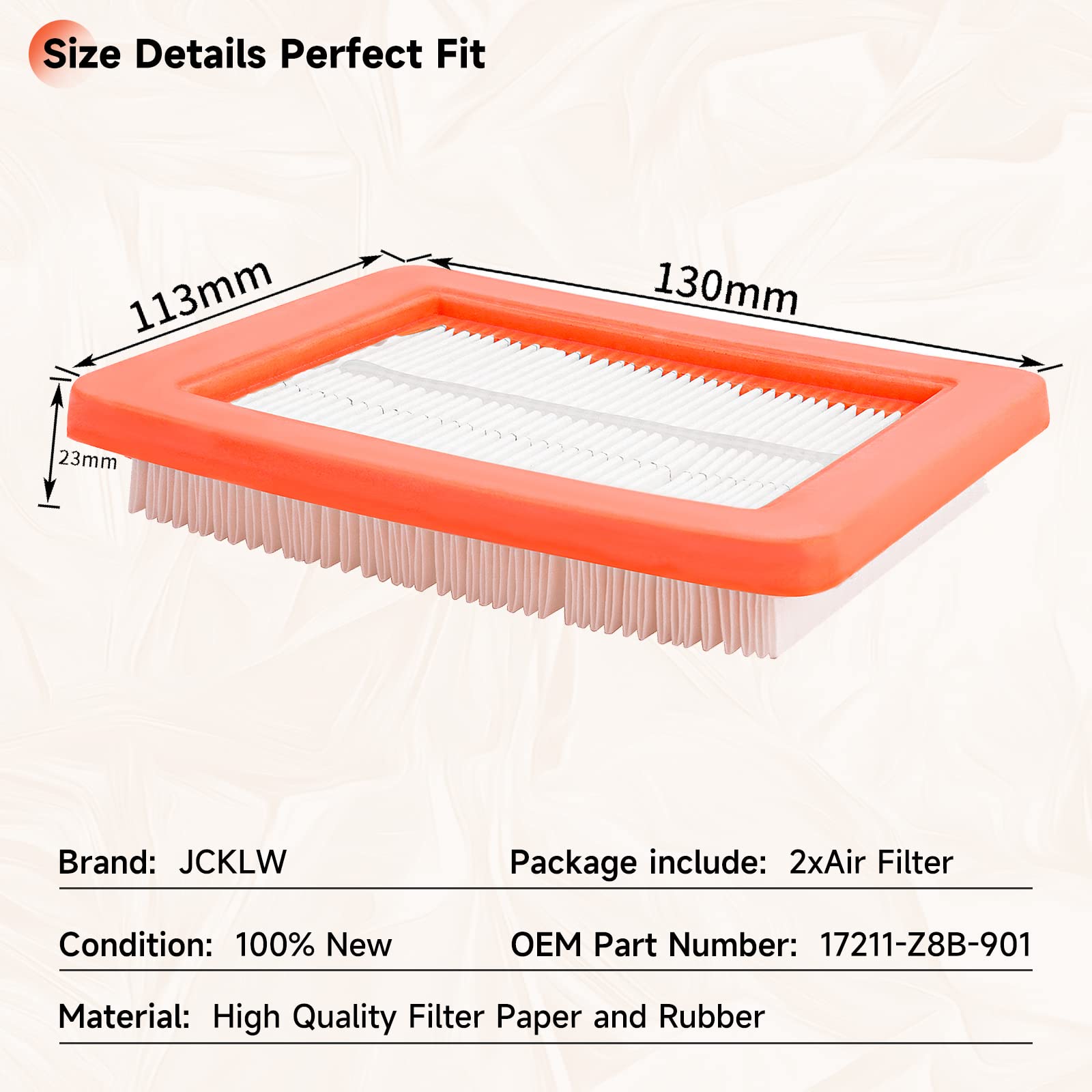 17211-Z8B-901 17211-zl8-023 Air Filter Compatible with Honda gc135 gcv160 gc190 gcv135 gcv160LA1 gcv190LA Engines HRR216K6-K11 HRR216K9VKAA HRS216K5-K7 HRX217K1-K6 HRN216 Lawn mower 2PC