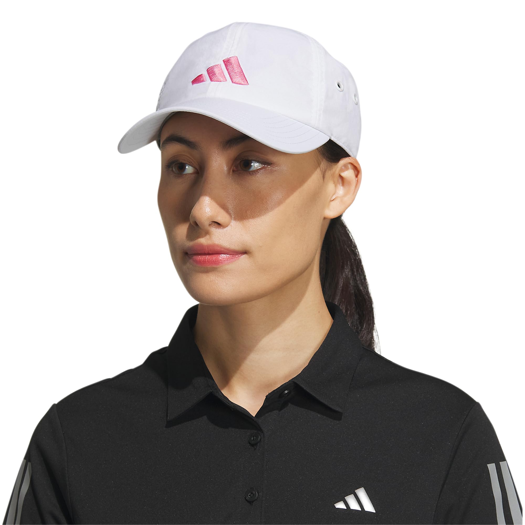 adidas Women's Influencer 3 Relaxed Strapback Adjustable Fit Hat, White/Bliss Pink, One Size