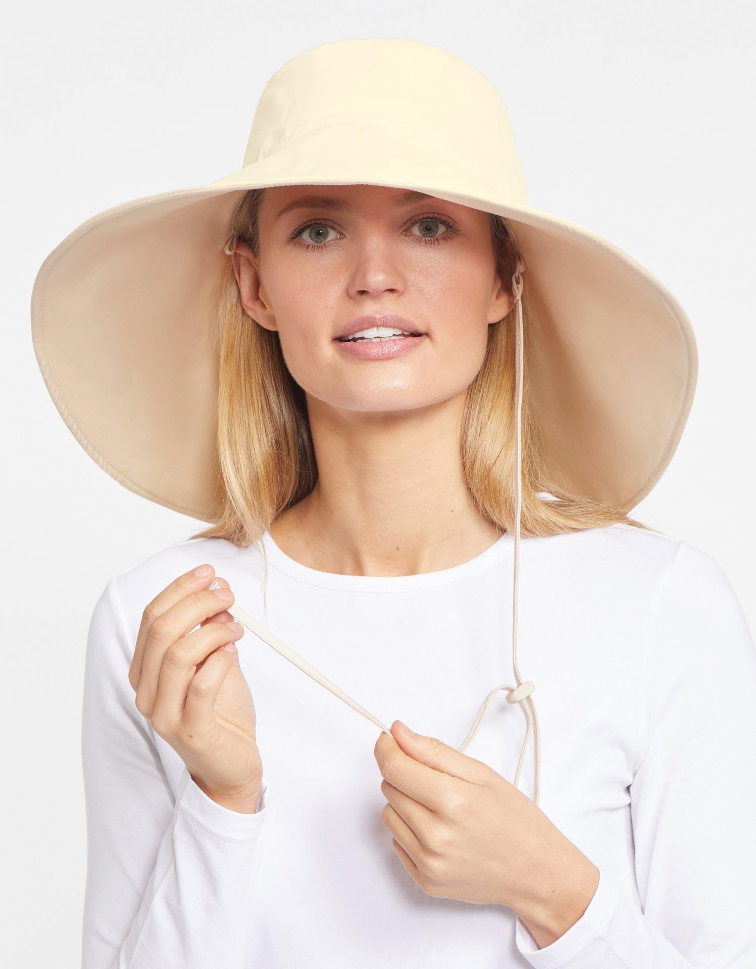 Solbari Ultra Wide Brim Sun Hat UPF50+ Packable UV Sun Protection Hats with Full Coverage Brim, Vanilla/Beige, Small-Medium