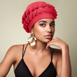 Hanaive 6 Pcs African Head Wraps for Black Women Braid African Turban Cap Twisted Headscarf Turbans Cover Wrap Hat(Bright Colors)