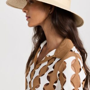 Brixton Women's Lopez Panama Straw Bucket Hat, Catalina Sand, Tan, M