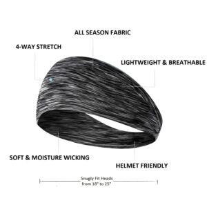 TERSE Moisture Wicking Headbands for Women - Non Slip Sweatbands for Workout, Sports, Yoga, Running, Athletic Hair Bands