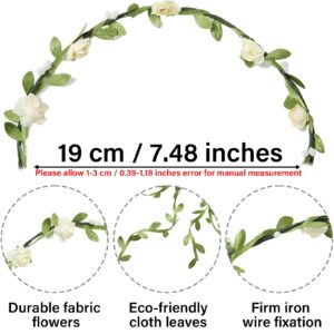 AWAYTR 3Pcs Flower Crown Floral Wreath Headband Fairy Floral Garland Bohemian for Women Girls Wedding Festival Party Vacation Photography Props (Cream white)