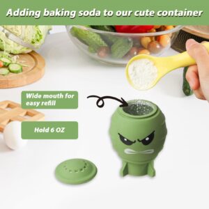 Koluti Fun Guy Fridge Deodorizer, Baking Soda Holder for Refrigerator Odor Absorber, Cute Freezer Smell Eliminator and Reusable Silicone Freshener Container, BPA Free-2.8 x 2.8 x 3.7 inches