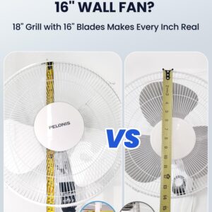 PELONIS 16‘’ Wall Mount Fan with 3 Speed Settings Oscillating Fan with Adjustable Tilt High Velocity Household Wall Mounted fan, for Garage Patios Bedroom 2 Packs White