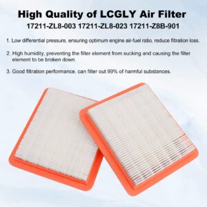 LCGLY 2 PCS 17211-Z8B-901 Air Filter Compatible with Honda HRX217 HRR216 HRC216 HRT216 HU800AWD HRB216 HRB217 HRS216 HRZ216 GCV160LAO GCV190LA GC190LA GCV200LA HRN216 series lawn mower EB2800I EG2800I