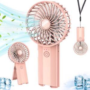 udodik portable hand held fan-handheld personal fan rechargeable with 4 speeds,super quiet,16 hours of use-perfect for airplane beach travel,office,gifts for women-pink……