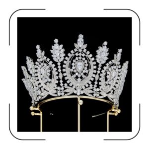 tall royal queen crown silver cubic zirconia large wedding tiara for bride prom quinceanera pageant princess headpieces birthday party cz bridal hair accessories