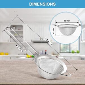 Kafoor Fine Mesh Strainer - 2.8 Inch Round Sieve - Tea Strainers for Loose Tea, Coffee Strainer, Food Strainer, Juice Strainer, and Much More!