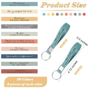 Nosiny 30 Pcs Thank You Keychain Bulk Employee Appreciation Gift Inspirational Silicone Key Ring for Coworker Team Vet Tech(Bright Colors)