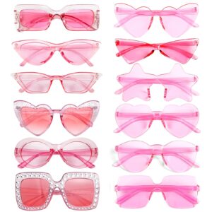 sunovelties 12 mixed clear pink style sunglasses retro party favors bulk classic eyewear costume glasses for women