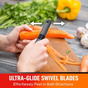 Mueller UltraGlide Swivel Vegetable Peeler for Kitchen with Ergonomic Non-Slip Handle - Fruit, Veggie, Apple, Cucumber, Potato Peelers, Stainless Steel