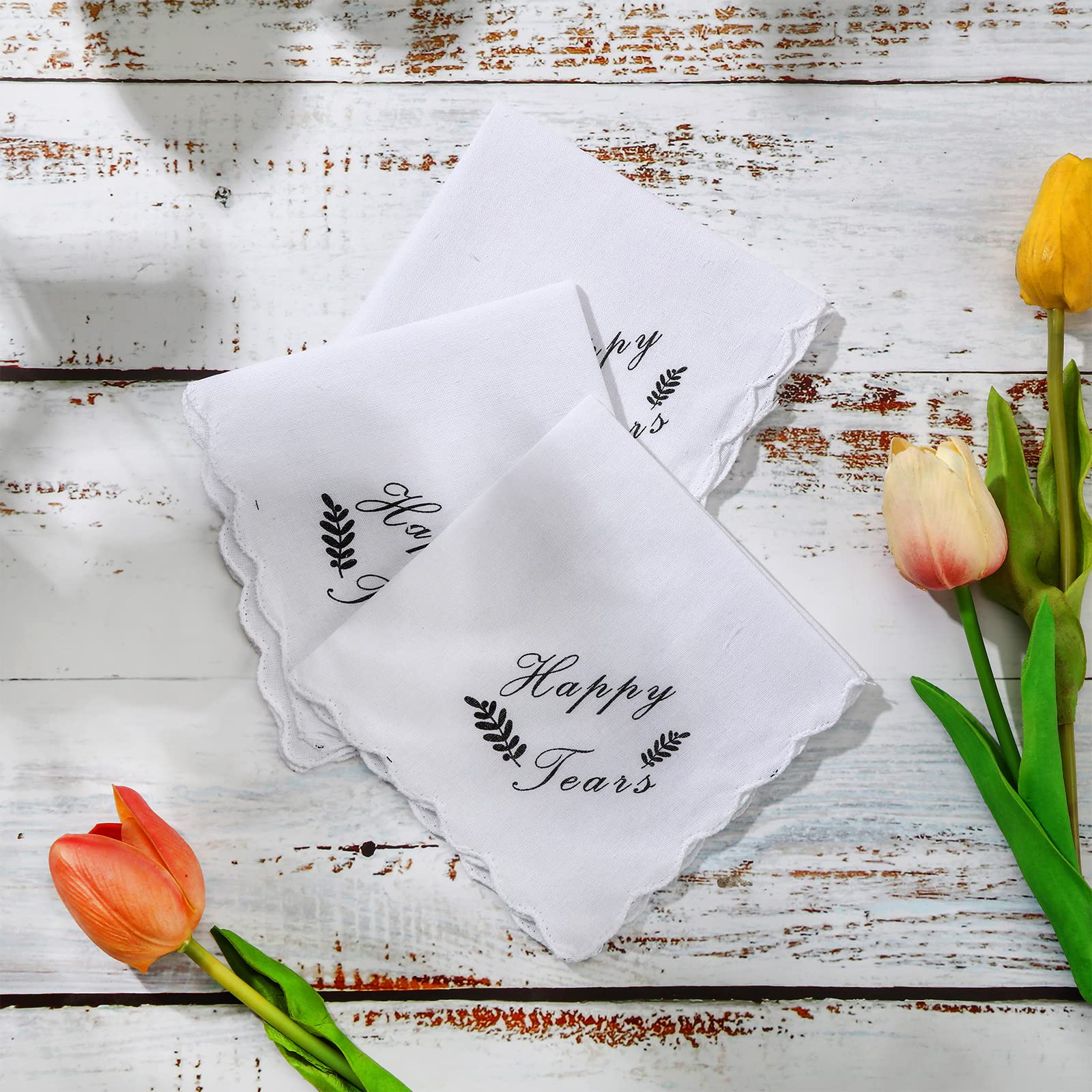 Newwiee 50 Pcs Wedding Handkerchief Wedding Gifts Happy Tears Handkerchief for Wedding Day Wedding Fun Gifts