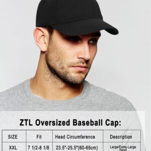 Oversize XXL Baseball Cap for Big Heads 23.6"-25.6", Extra Large Cotton Baseball Hat, Plus Size Unstructured Dad Hats Black