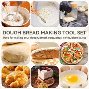 Danish Dough Whisk - Bread Whisk Set of 3 pieces, Bread Making Tools and Supplies, Sourdough Bread Whisk, Dutch Whisk for Dough, With Dough Scraper Bread Cutter, Bread Lame Dough Scoring Tool, Blades