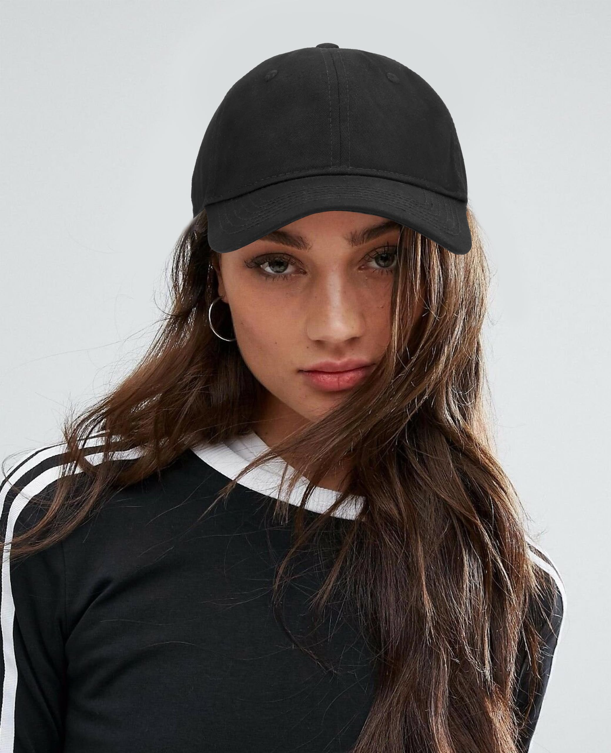 Oversize XXL Baseball Cap for Big Heads 23.6"-25.6", Extra Large Cotton Baseball Hat, Plus Size Unstructured Dad Hats Black