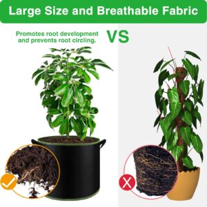 NACHLYNN 5-Pack 10 Gallon Grow Bags with Handles Thickened Nonwoven Fabric Pots Heavy Duty Aeration Fabric Pots Plant or Fruits Flowers Plant