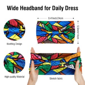 Huachi Wide Headbands for Women Boho Workout Head Bands for Women’s Hair African Knotted Non Slip Headwrap Turban Sport Yoga Girls Bandeau Hair Accessories (Pack of 4)