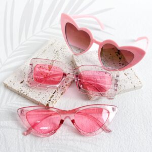 SUNOVELTIES 12 Mixed Clear Pink Style Sunglasses Retro Party Favors Bulk Classic Eyewear Costume Glasses for Women