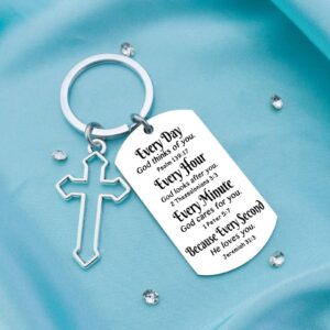 Christian Gifts for Women Men Cross Christian Keychain Accessories for Women Men Faith Religious Baptism Gifts for Friends Pastor Catholic Bible Verse keychain for Easter Birthday Gifts for Women