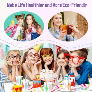 Reusable silicone straws for kids and adults - Dishwasher safe - 10 PCS 6.8 inch, BPA free, food grade multi-coloured straws for smoothies, shakes, drinks - Foldable for home and travel use