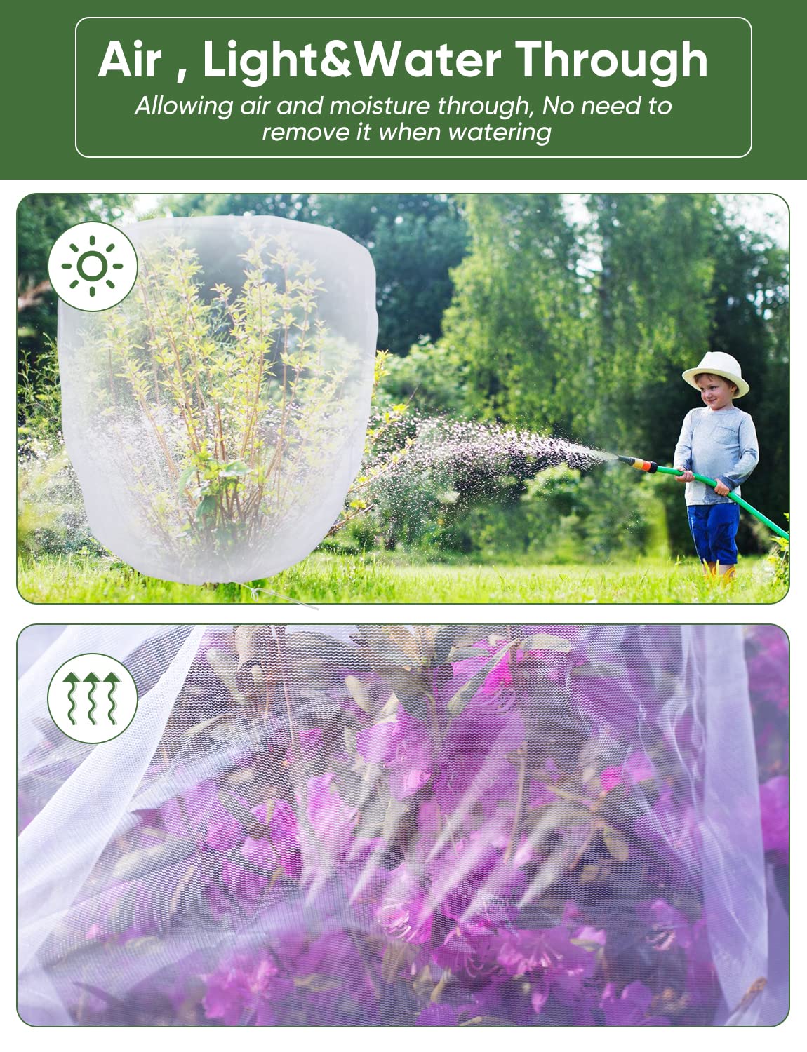 Bird Netting for Garden Protection - 4 PACK Garden Netting Pest Barrier with Drawstring,3.3Ft x 2.7Ft Mosquito Net Tomato Protective Cover Garden Plant Netting for cicadas Vegetables blueberry bushes