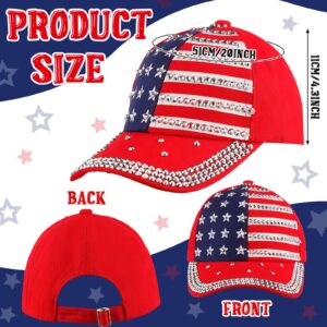 Hercicy 3 Pcs USA Bling Baseball Hat American Flag Caps Adjustable Patriotic Caps for Men Women