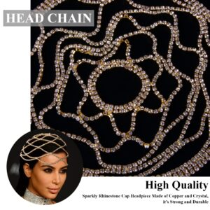 Vijiv 1920s Flapper Headpiece for Women Roaring 20s Great Gatsby Accessories Crystal Rhinestone Head Pieces Wedding Headbands for Bride Gold