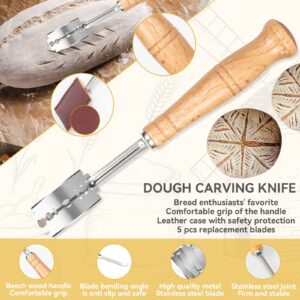 Danish Dough Whisk - Bread Whisk Set of 3 pieces, Bread Making Tools and Supplies, Sourdough Bread Whisk, Dutch Whisk for Dough, With Dough Scraper Bread Cutter, Bread Lame Dough Scoring Tool, Blades