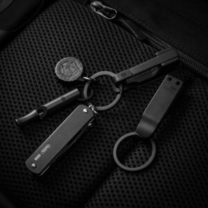 KeyUnity KS02BK EDC Belt Keychain Clip Quick Release, Stainless Steel Duty Belt Key Ring Holder for Pants, Jeans, Trousers (PVD Black)