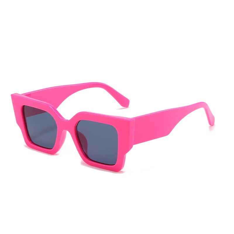 SORVINO Trendy Square Sunglasses for Women Ladies Square Oversized Frame Sun Glasses Hot Pink Black Sunnies