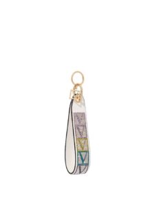 victoria's secret white shine monogram wristlet strap keychain (white shine monogram)