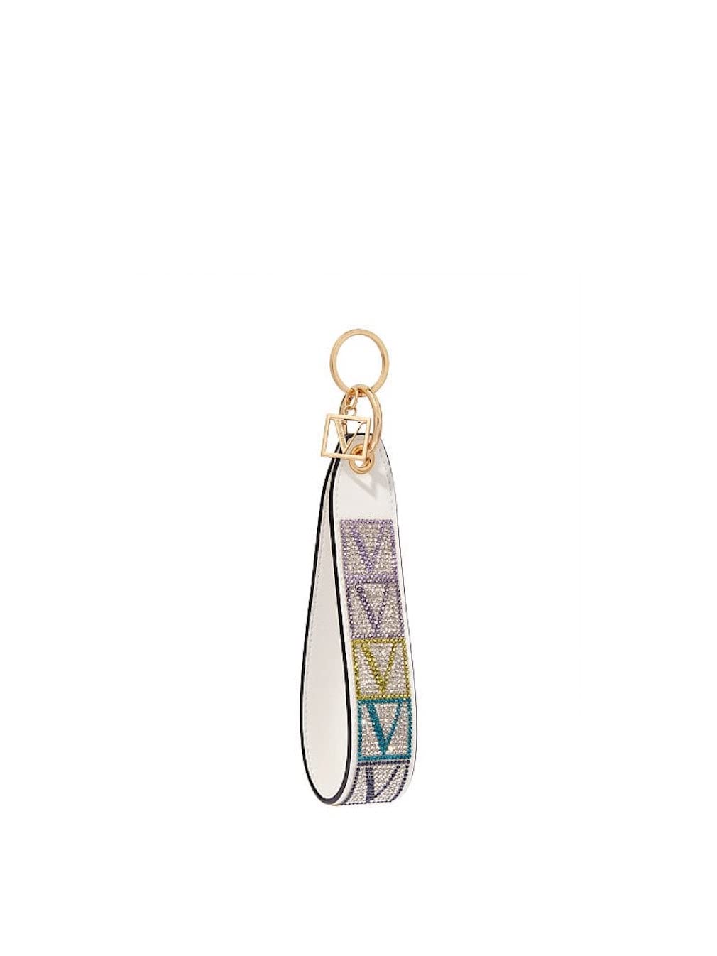 Victoria's Secret White Shine Monogram Wristlet Strap Keychain (White Shine Monogram)