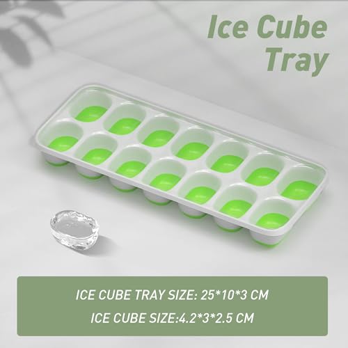 Chefaide Ice Cube Tray with Lid, 4 Pack Durable Stackable Ice Cube Trays for Freezer with Removable Lids, Easy-Release Plastic & Silicone Ice Tray for Cocktail, Coffee