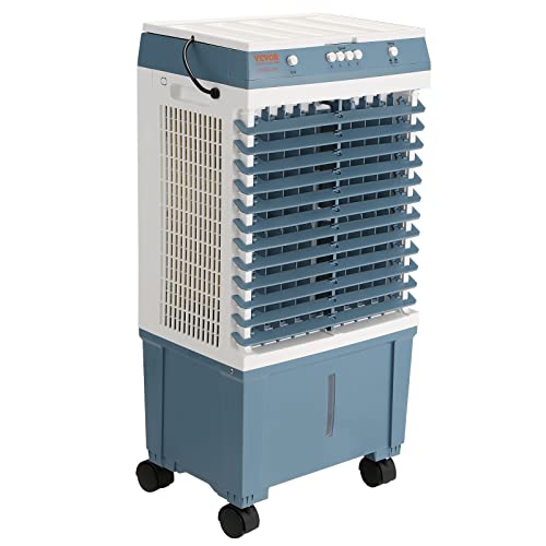 VEVOR Evaporative Air Cooler,100W 1400CFM Swamp Cooler with 5 Gallon Water Tank,Humidifying,3 Modes & Speeds Portable 3-IN-1 Cooling Fan,Energy-Saved Air Cooler for 550 Sq.Ft Indoor or Outdoor