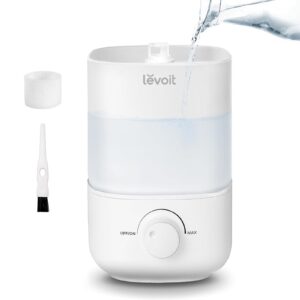 levoit top fill humidifiers for bedroom, 2.5l tank for large room, easy to fill & clean, 28db quiet cool mist air humidifier for home baby nursery & plants, auto shut-off and bpa-free for safety, 25h