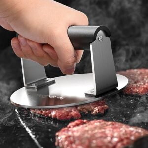 FANGSUN Smashed Burger Press, Burger Smasher for Griddle, Heavy-duty Stainless Steel Hamburger Press with Heat-resistant Handle, Non Stick Bacon Press, 6-Inch Grill Meat Press, Griddle Accessories Kit