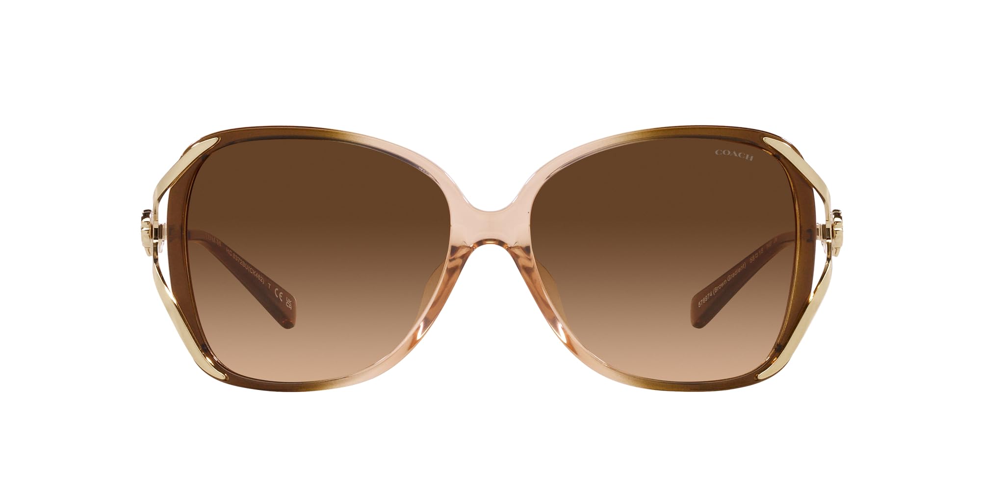 Coach HC8372BU Universal Fit Sunglasses, Brown Gradient/Brown Gradient, 58 mm