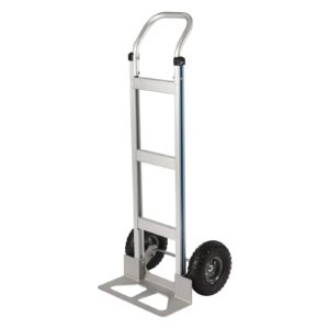 hand truck dolly, industrial strength heavy duty aluminum dolly cart for moving - 440 pound capacity - 9.8" rubber wheels (silver, 440 lb capacity)