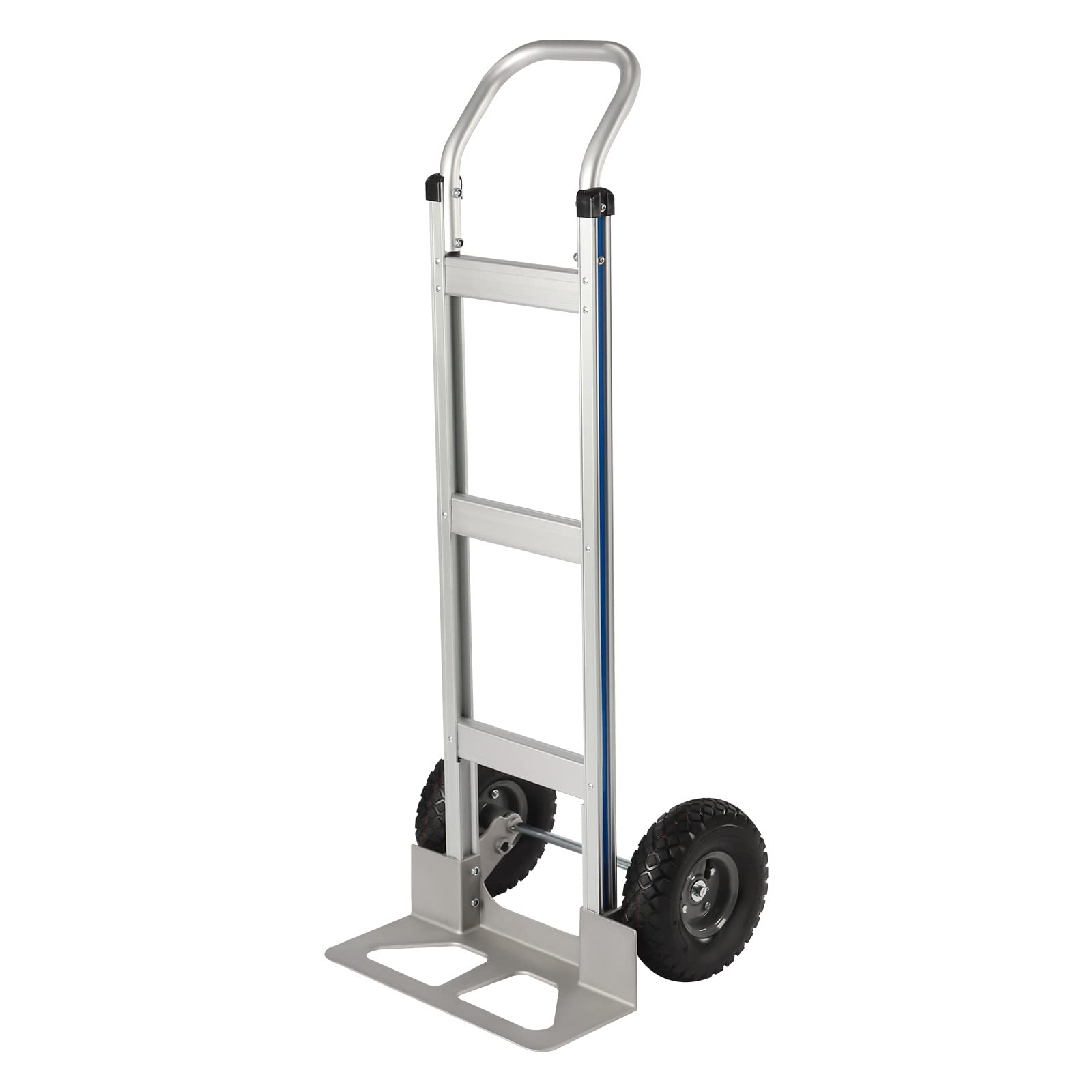 Hand Truck Dolly, Industrial Strength Heavy Duty Aluminum Dolly Cart for Moving - 440 Pound Capacity - 9.8" Rubber Wheels (Silver, 440 LB Capacity)