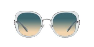 coach hc7153b sunglasses, transparent blue/blue yellow gradient, 54 mm