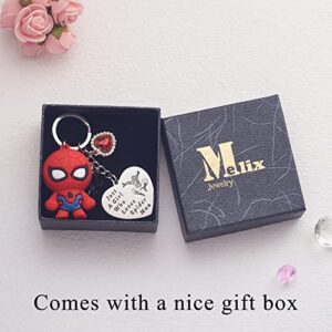 Melix Home Spiderman Stuff Spider Keychain Superhero Gifts For Teen Girls Daughter Women Birthday Gift Keychains