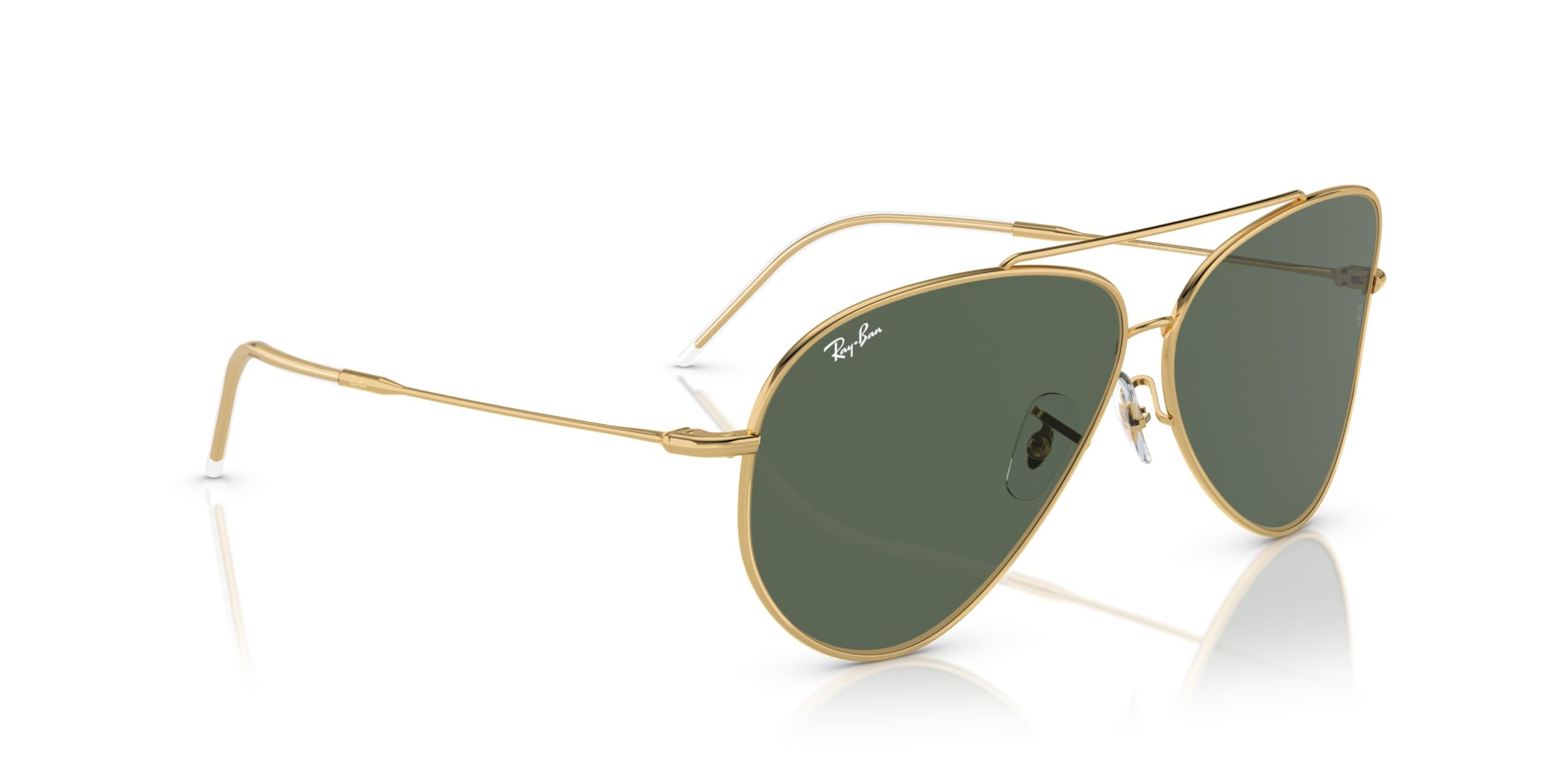 Ray-Ban RBR0101S Aviator Reverse Sunglasses, Gold/Dark Green, 62 mm