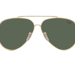 Ray-Ban RBR0101S Aviator Reverse Sunglasses, Gold/Dark Green, 62 mm