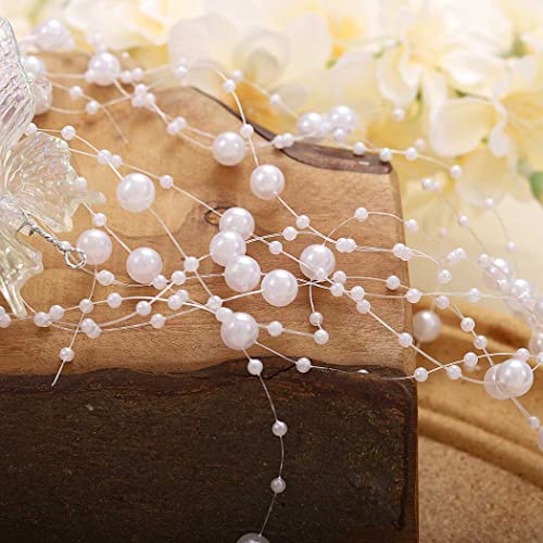 CASDRE Butterflies Bride Wedding Hair Vine Silver Pearl Bridal Headband Rhinestone Headpiece Hair Accessories for Women and Girls