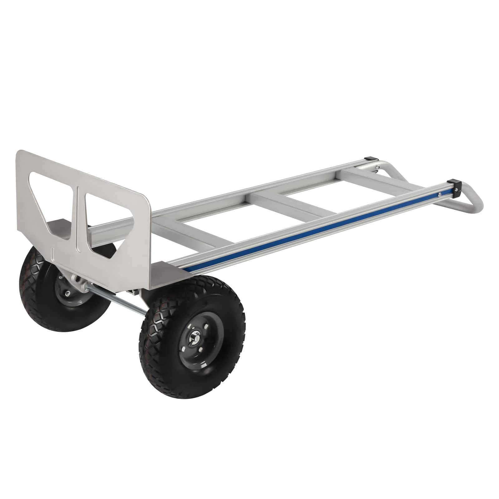 Hand Truck Dolly, Industrial Strength Heavy Duty Aluminum Dolly Cart for Moving - 440 Pound Capacity - 9.8" Rubber Wheels (Silver, 440 LB Capacity)