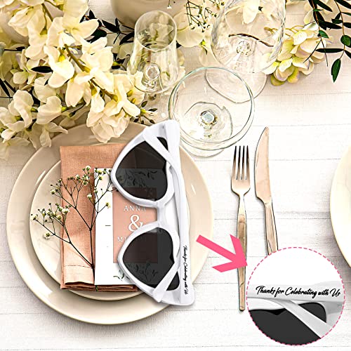 Vabean 50 Pcs Wedding Bridal Sunglasses Party Favors for Guests Bulk Heart Shaped Sunglasses Bachelorette Sunglasses Favors Gift (White)