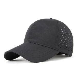 oversize xxl baseball caps,quick dry mesh sports hat for big heads 22"-25"，waterproof lightweight running sun hat. (black)